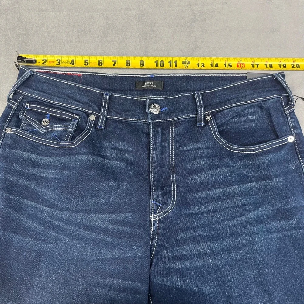 NWT True Religion Ricky Relaxed Straight Jeans Men's‎ Size 36 Dark Blue